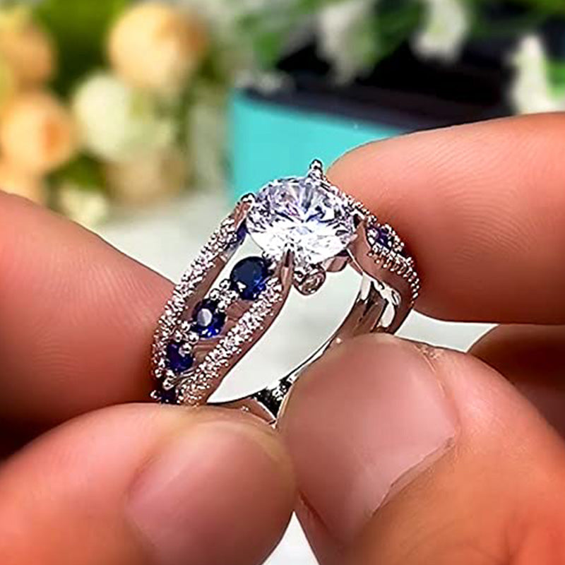 Kreativer Hohl Saphirblauer Zirkonring