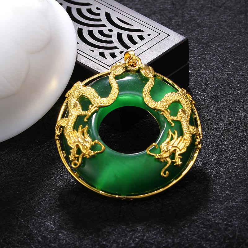 Chavri tibetischer Jade-Drachen-Halskettenanhänger