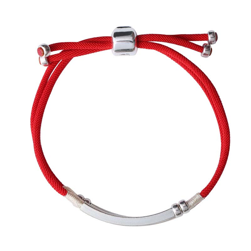 Chavri-Armband aus 925er-Sterlingsilber mit roter Schnur und geschichtetem Zopf