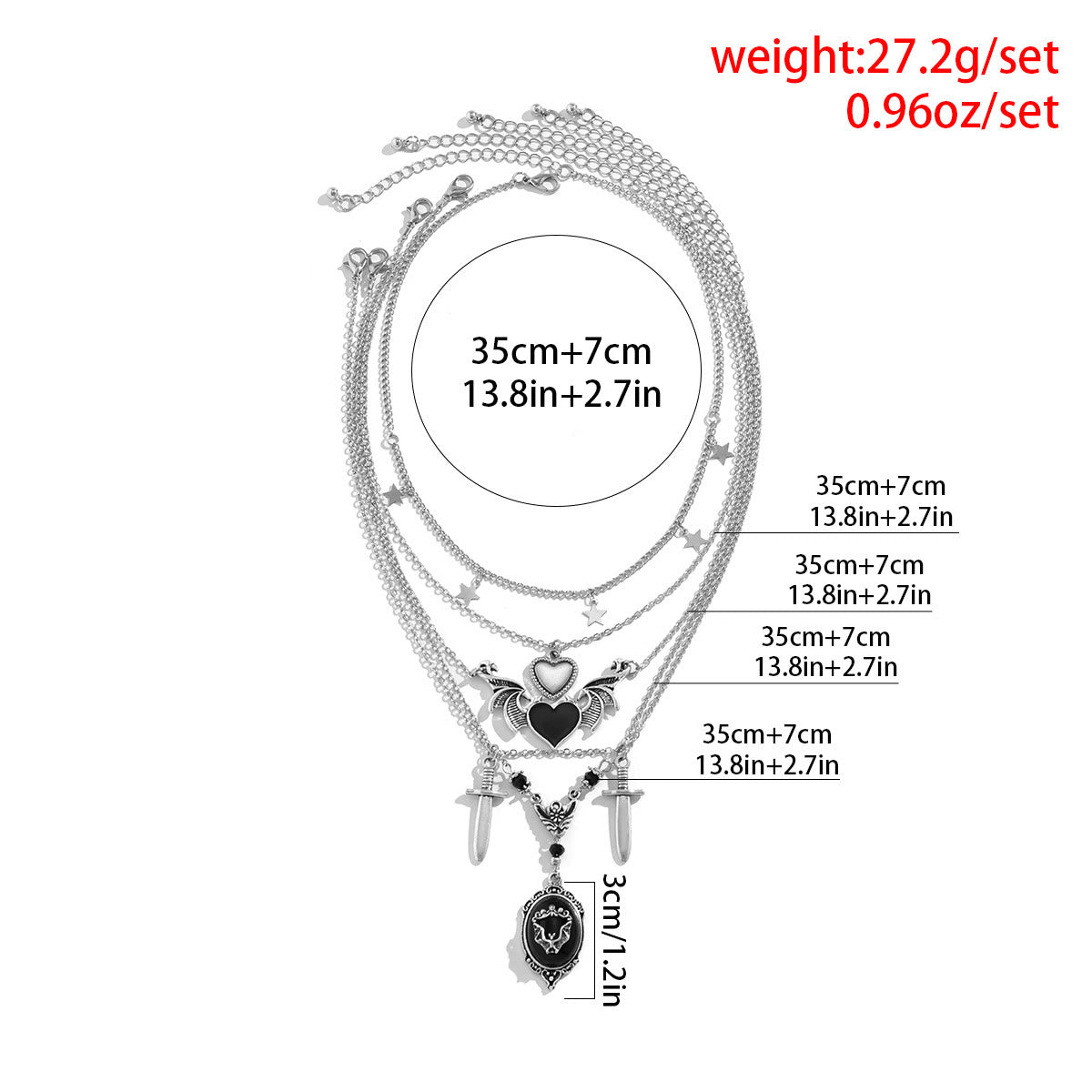 Dark Punk Love Wings Pendentin Halloween Halskette