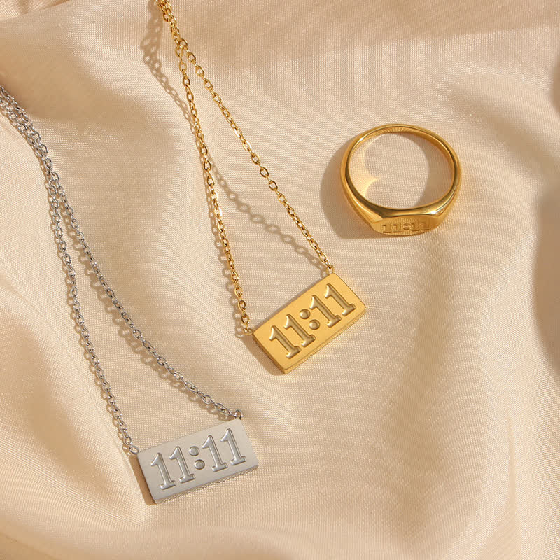 11 11 Engelsnummer Zierkette Und Ring