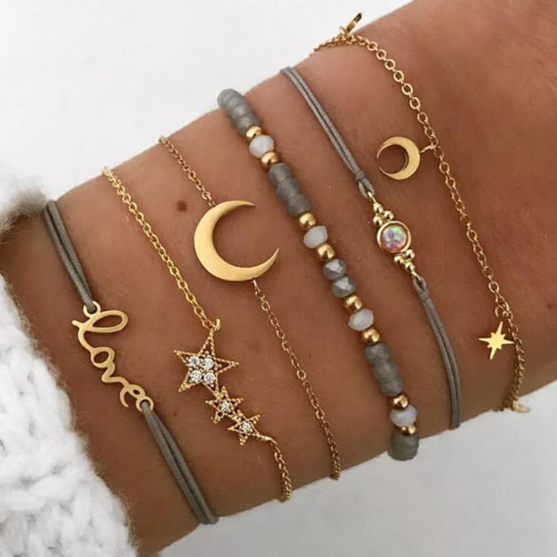 6Pcs Frauen Boho Star Moon Armband Set