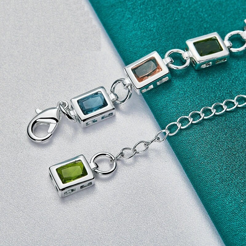 Mehrfarbiges AAA-Zirkon-Silberarmband