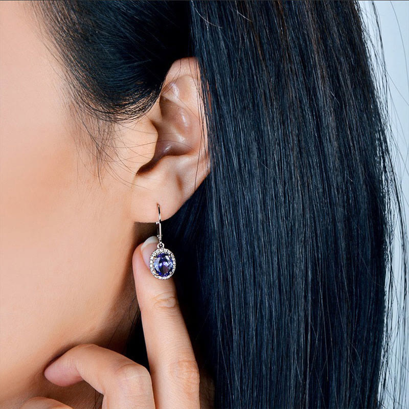 Blue Sapphire Side Micro Zircon Ohrringe