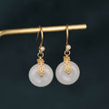 Chavri White Jade Double Happiness Fortune Ohrringe