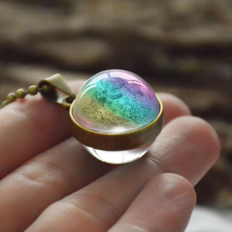 Kreativer Glaball -Mondstern Halskette