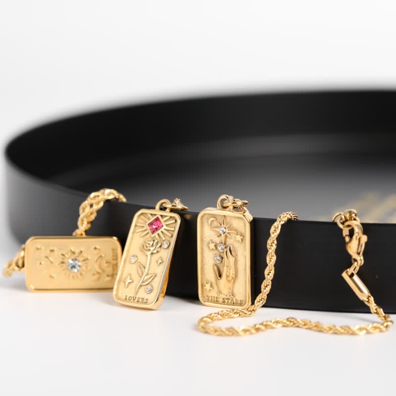 Kreative Tarotkarte Geburtssteinzirkon Halskette