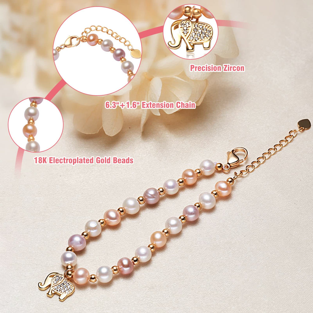 Süßwasserperlen 14K Gold Gefüllt Elefanten Frauen Armband