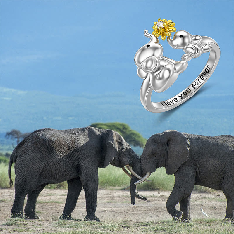 Ich Liebe Dich Für Immer Mutter Und Kinder -Elefant Daisy Ring