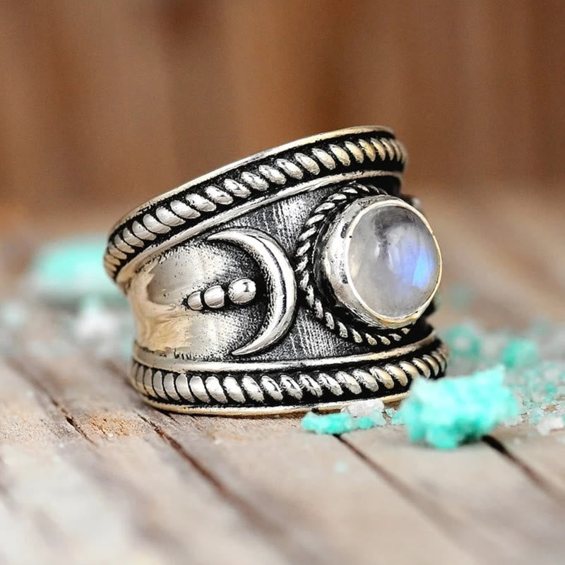 Boho Mondmondstein Ring Sterling Silber