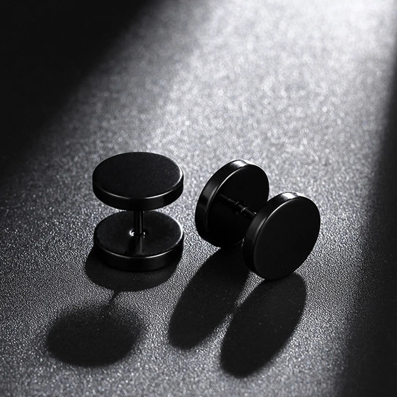 Schwarzes Unisex-Ohrring-Set aus Edelstahl mit 5 Paaren Piercing-Hoop-Ohrringen für Männer und Frauen Gothic Street Pop Hip Hop Circle Earring