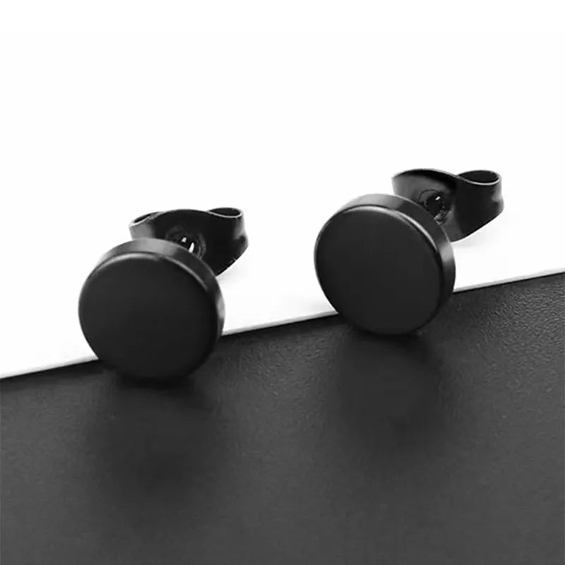 Schwarzes Unisex-Ohrring-Set aus Edelstahl mit 5 Paaren Piercing-Hoop-Ohrringen für Männer und Frauen Gothic Street Pop Hip Hop Circle Earring