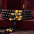 Chavri Mala-Armband mit 108 Perlen, schwarzem Obsidian, Tigerauge, Lazurit