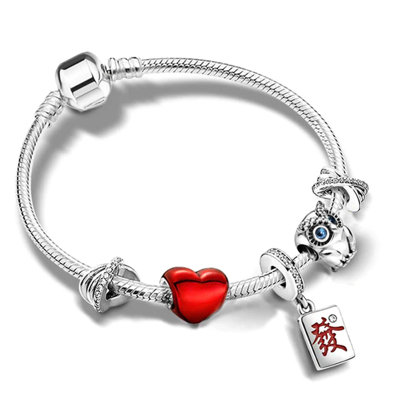 Trendy Romantische 2021 Silber Farbe Charm Armband mit Glückliche Familie Strang Marke Armband für Frauen DIY Schmuck Machen