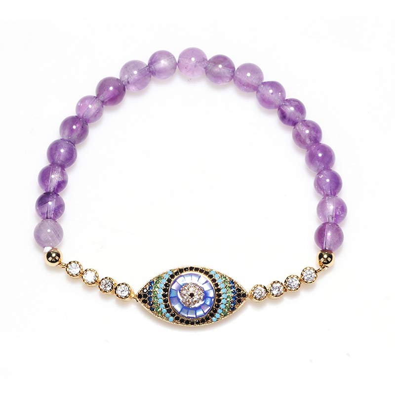 Amethyst Evil Eye Symbol Heilung Armband