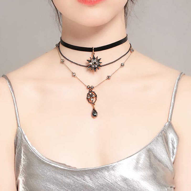 Elegante Dame Dreiteilige Layered Star Zirkonias Halskette