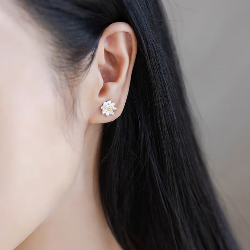 Chavri 925 Sterling Silber Lotusblüten-Balance-Ohrringe