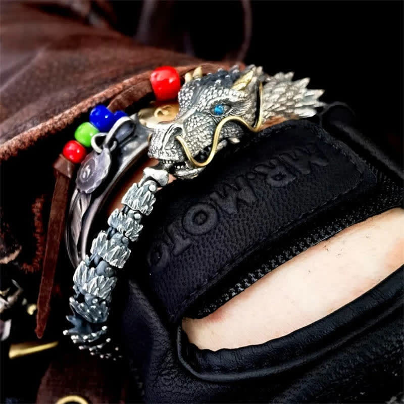 Chavri Nordischer Drache, handgefertigtes Amulett, Glücksschutz, Kettenarmband