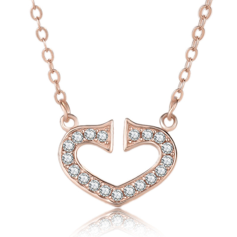 Büro-Halskette aus 925er-Sterlingsilber mit unregelmäßigem gebrochenem CZ-Herz