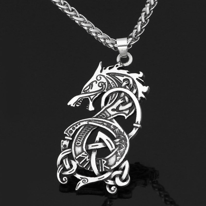 Wikinger-Drachen-Anhänger-Halskette