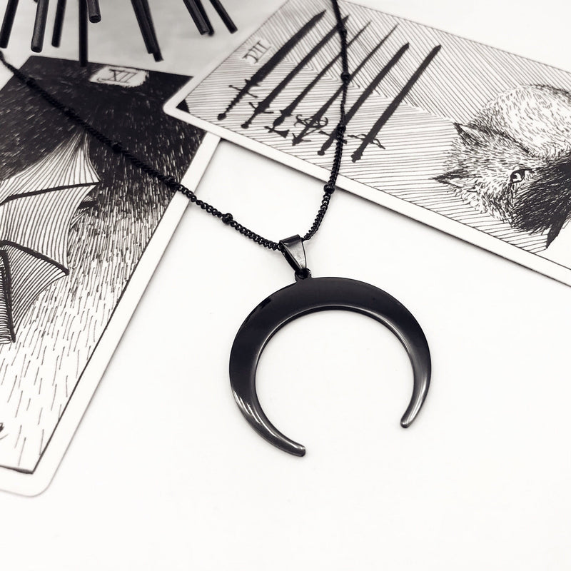 Black Moon Edelstahl Halloween Halskette