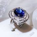 925 Silber Luxus Hochzeit Funkelnde Königliche Blaue Kubikzirkonringe