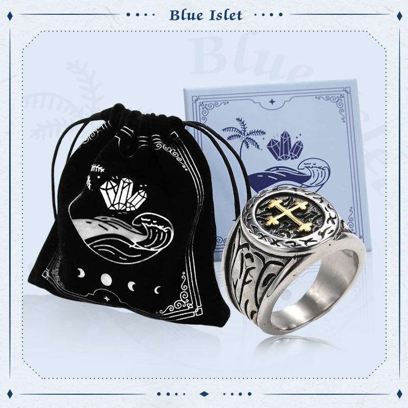 Frei Heute Männer Edelstahl Mittelalterlicher Kreuz Signet Ring