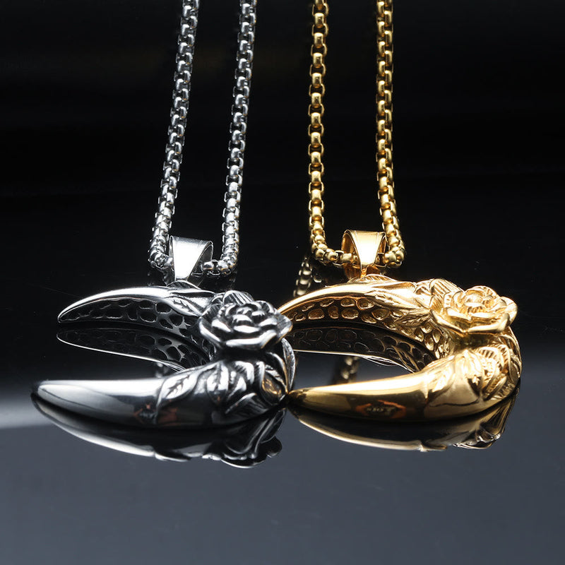 Halbmond Mit Rosenanhänger Retro Halskette