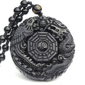 Chavri Bagua Dragon Phoenix Obsidian Erfüllung Anhänger Halskette