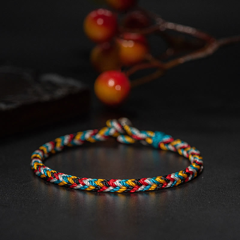 Chavri Tibet handgefertigtes fünffarbiges Fadenschutz-Geflecht-Schnur-Armband