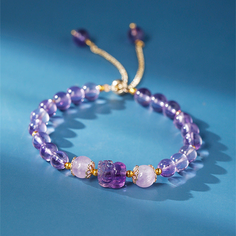 Chavri Aquamarin Erdbeerquarz Amethyst Mondstein PiXiu Heilarmband