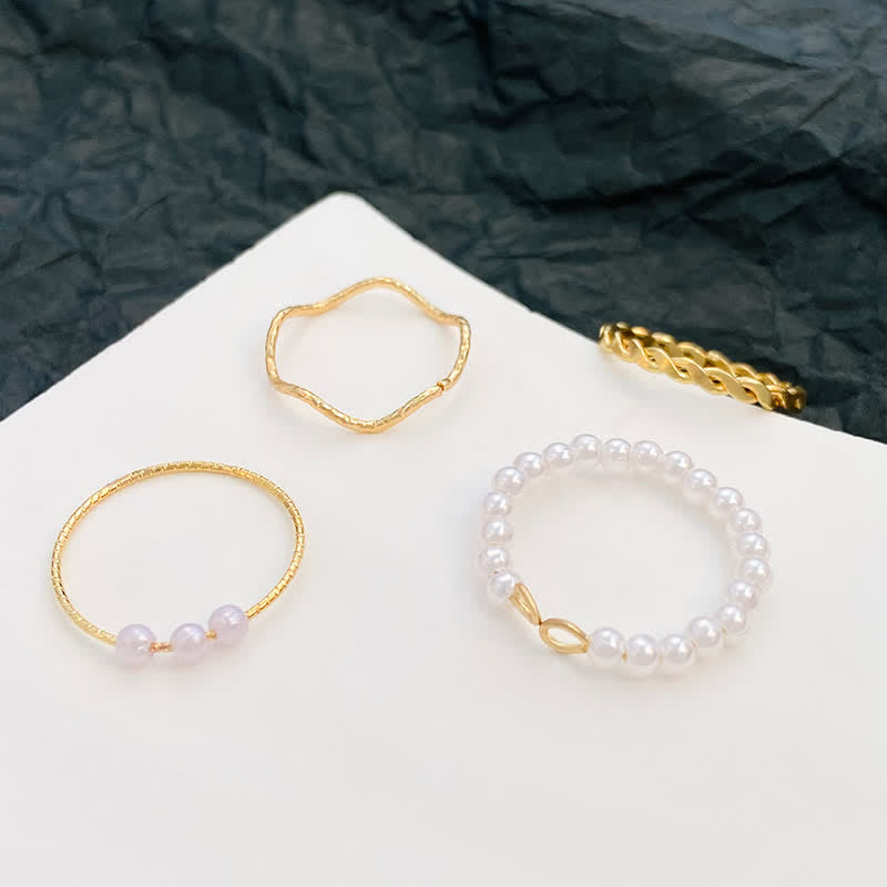 10Pcs Boho Perle Wave Blumblüte Ring Set