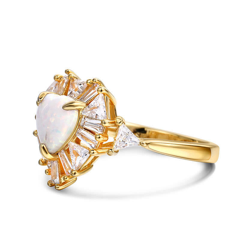 Funkeln Herz Opal Sterling Silber Ring