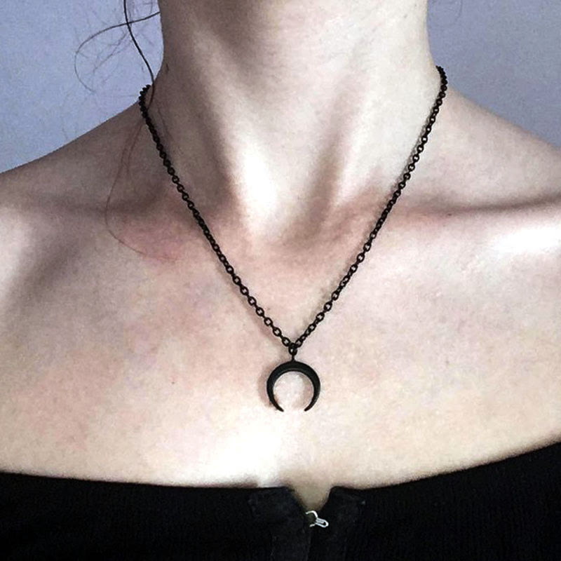 Black Moon Edelstahl Halloween Halskette