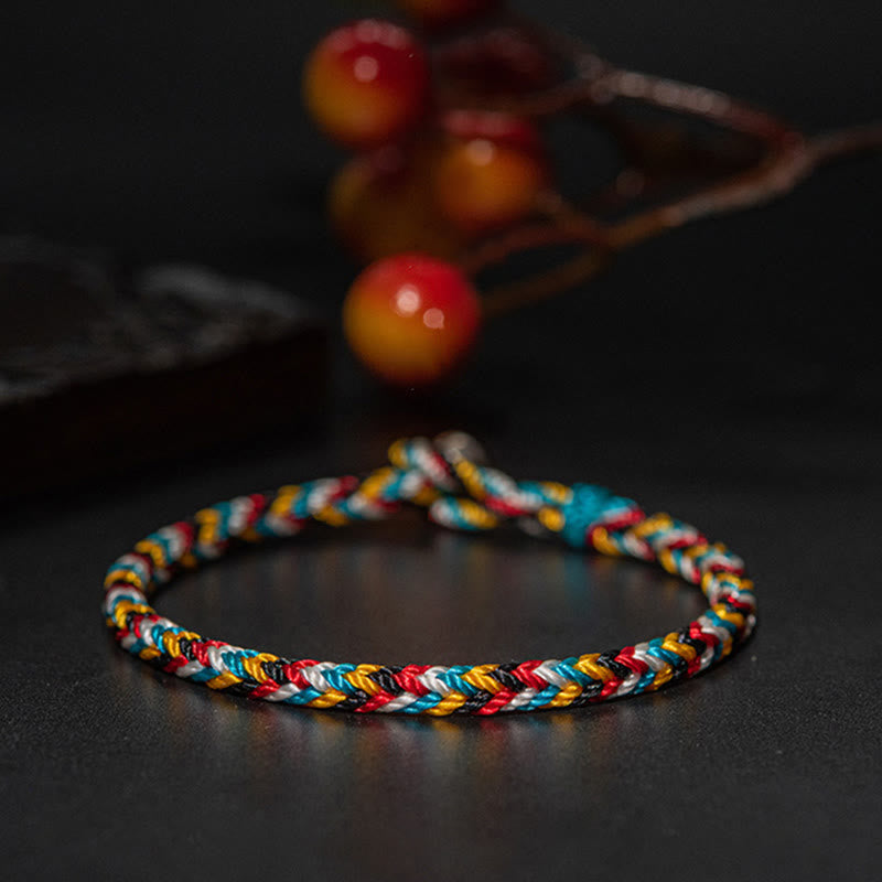 Chavri Tibet handgefertigtes fünffarbiges Fadenschutz-Geflecht-Schnur-Armband