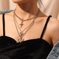 3Pcs Layered Angel Rose Butterfly Halskette Set