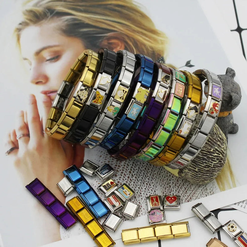 Neue Frauen Schmuck 9Mm Breite Italian Elastic Charm Armband Mode Edelstahl Armreif ST-