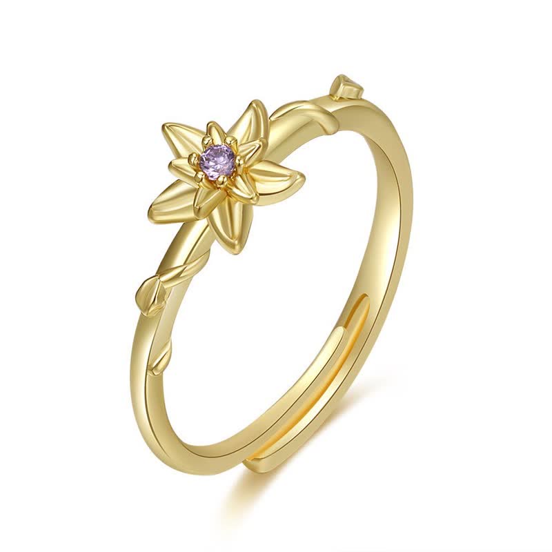 Einstellbarer Geburtsstein Mit Geburtsblütenring