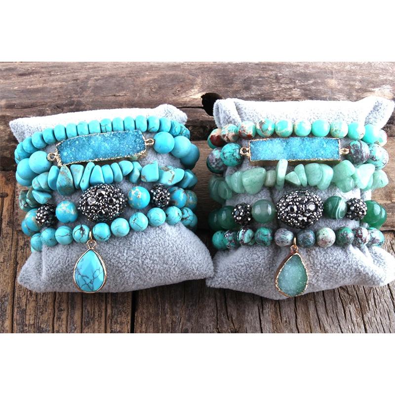 5Pcs Multi Layer Edelstein Perlen Armband