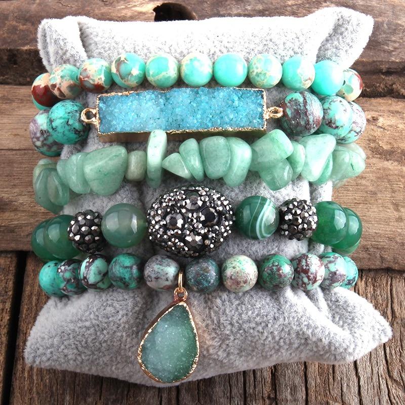 5Pcs Multi Layer Edelstein Perlen Armband