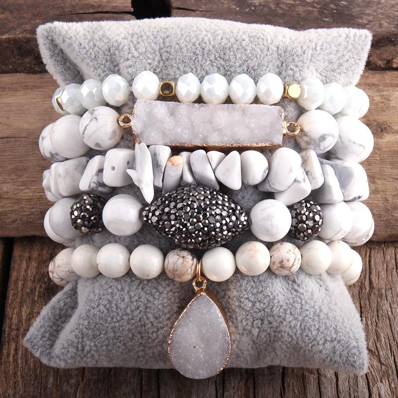 5Pcs Multi Layer Edelstein Perlen Armband