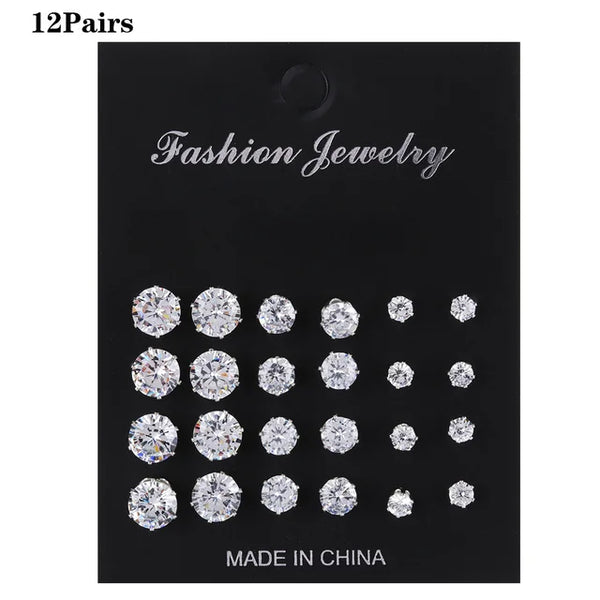 Hochwertiges Set mit Zirkonia-Steckerohrringen für Damen