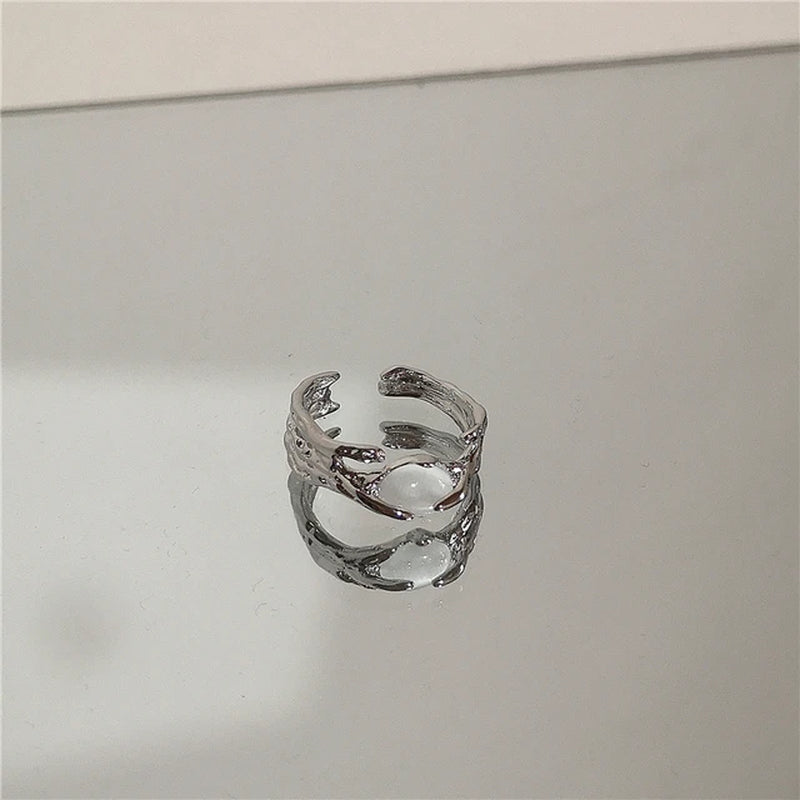 Punk Harajuku Goth Thorns Schwarz Silber Farbe Unregelmäßiges Herz Kreuz Offener Ring für Frauen Männer Liebhaber Vintage 90er Jahre Y2K Grunge Schmuck