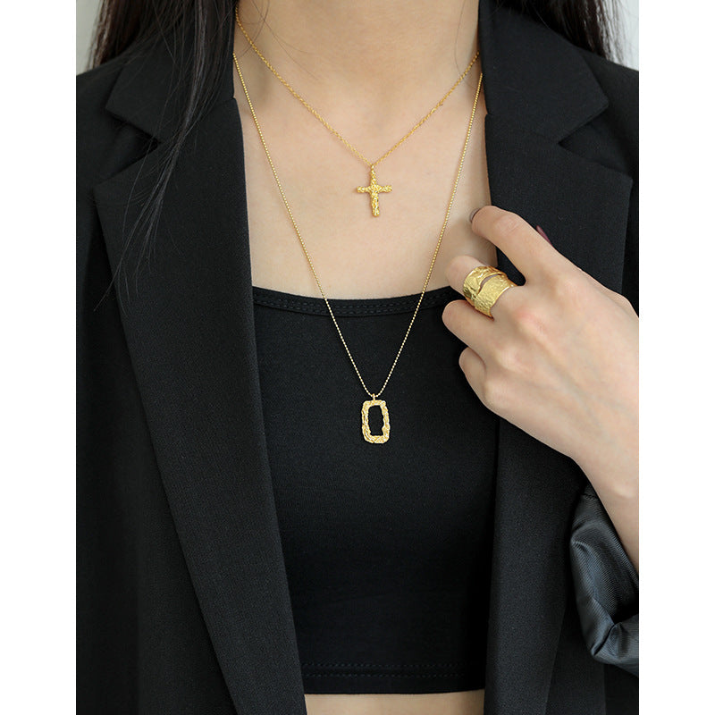 Geometrie Hohle Rechteck Halskette aus 925er Sterlingsilber