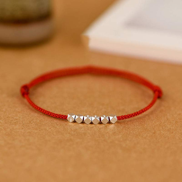 Chavri Fußkettchen aus 925er-Sterlingsilber, rote Schnur, geflochtenes Armband