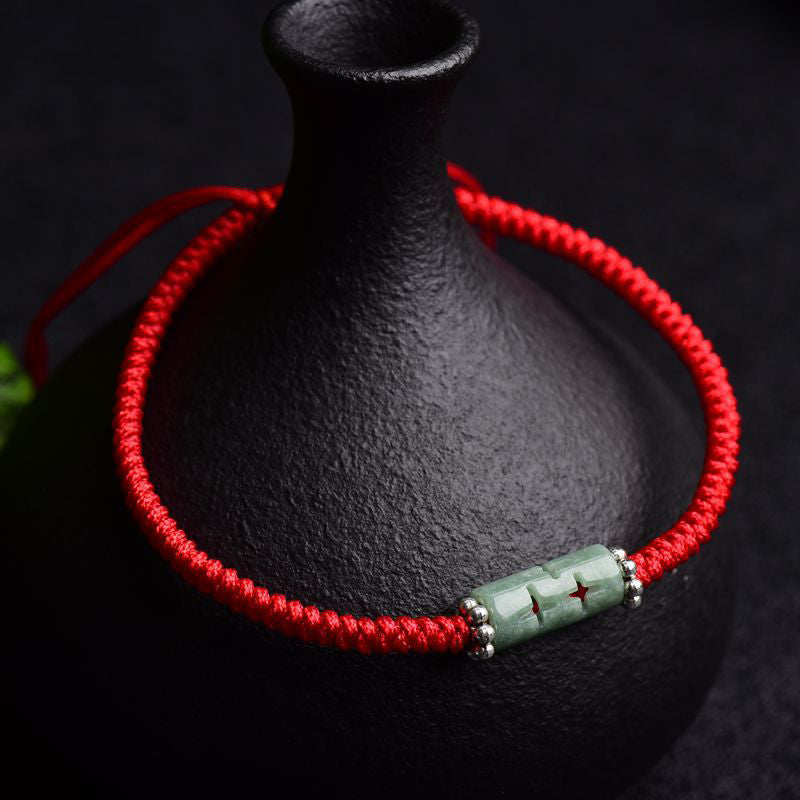Chavri Natural Jade Companion Lucky Red String Armband