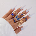 9 Stücke Schmetterling Strass Ring -Set
