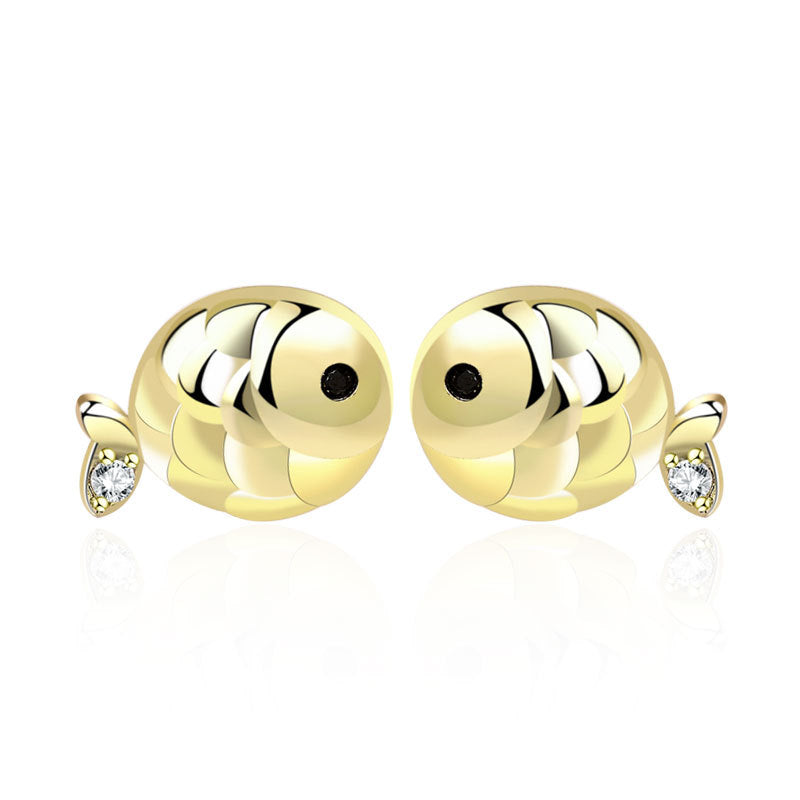 Süße Mini-CZ-Karpfenfisch-Ohrstecker aus 925er-Sterlingsilber