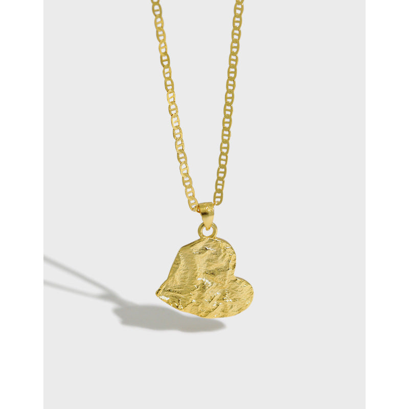 Halskette mit unregelmäßiger Herzkette für Damen aus 925er-Sterlingsilber