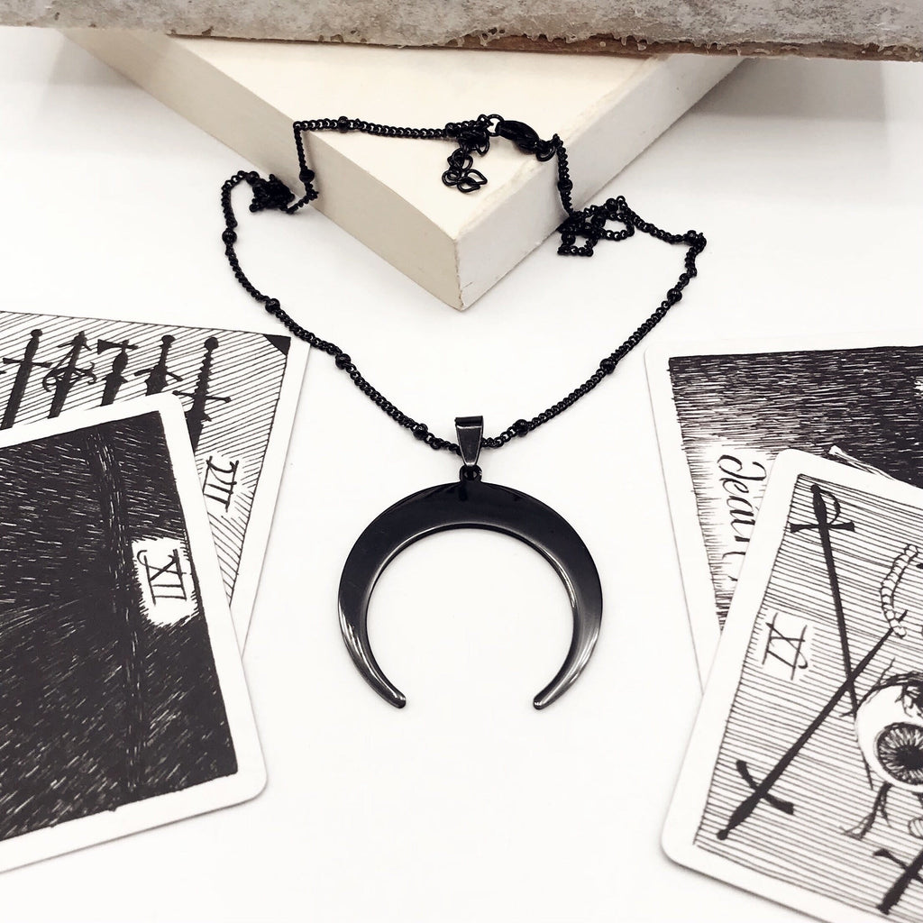 Black Moon Edelstahl Halloween Halskette
